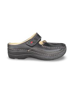 Wolky dames pantoffel 0622770000 roll slipper printed leather black