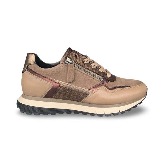 gabor dames sneaker 76.378.34 velour nappa noce bronce h adviesprijs €135 nu aan €108