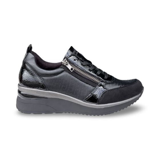 remonte dames sneaker d240106 microstretch zwart g adviesprijs €85 nu aan €68
