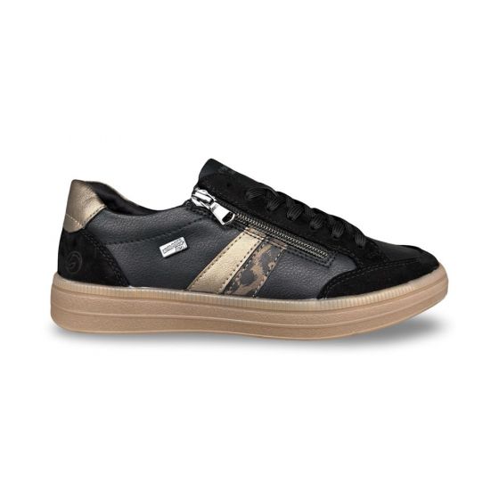 remonte dames sneaker d2c0403 goatsuede zwart brown tex g adviesprijs €90 nu aan €72