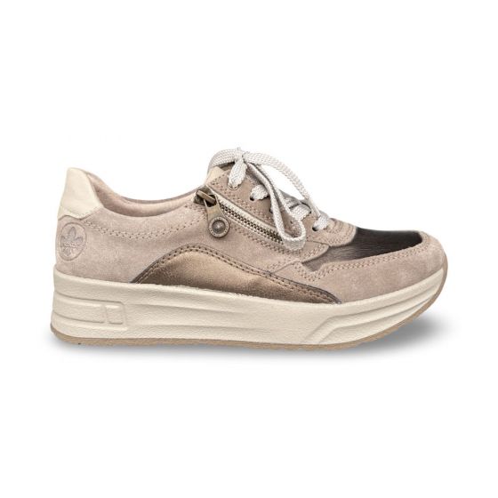 rieker dames sneaker n811461 samtcalf beige h adviesprijs €85 nu aan €68