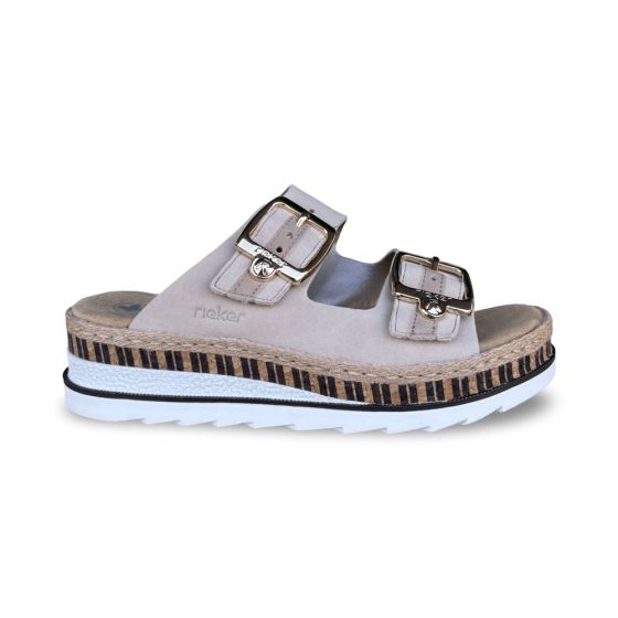 rieker dames slipper v795560 sheepsuede beige f
